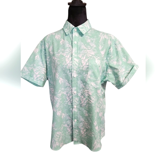 Apt.9 Men's Mint Green Leaf Print Shirt Med - Picture 3 of 10